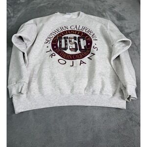 Vintage 90s USC Trojans Pullover Sweatshirt Men's Size XL Gray